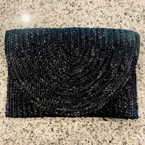 NEW NEVER WORN Black Straw Clutch/Bag